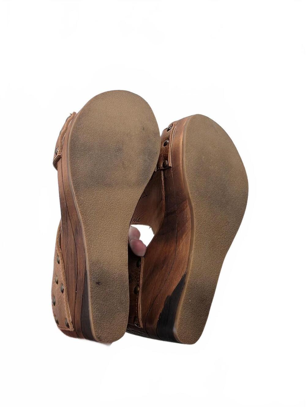 Bed Stu Womens Olea sandals shoes distressed leather wood platform wedge sz 7.5 - Picture 6 of 10